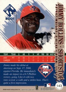 2001 Pacific Private Stock - Premiere Date #143 Jimmy Rollins  Back