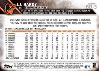 2016 Topps Baltimore Orioles #BO-5 J.J. Hardy Back