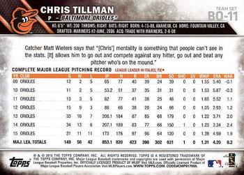 2016 Topps Baltimore Orioles #BO-11 Chris Tillman Back