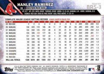 2016 Topps Boston Red Sox #BRS-3 Hanley Ramirez Back