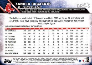 2016 Topps Boston Red Sox #BRS-5 Xander Bogaerts Back