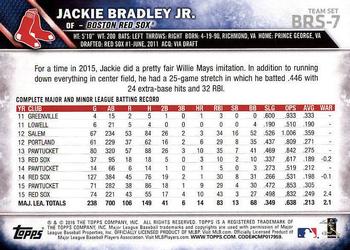 2016 Topps Boston Red Sox #BRS-7 Jackie Bradley, Jr. Back