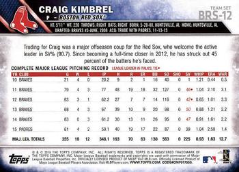 2016 Topps Boston Red Sox #BRS-12 Craig Kimbrel Back