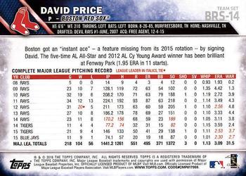 2016 Topps Boston Red Sox #BRS-14 David Price Back