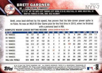 2016 Topps New York Yankees #NYY-7 Brett Gardner Back