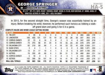 2016 Topps Houston Astros #HA-5 George Springer Back