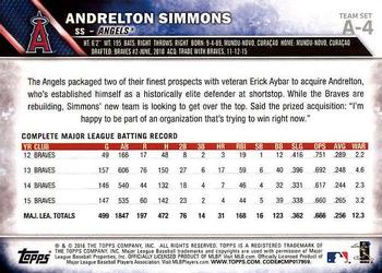2016 Topps Los Angeles Angels #A-4 Andrelton Simmons Back