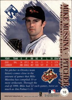 2001 Pacific Private Stock - Silver (Retail) #18 Mike Mussina  Back