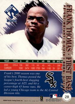 2001 Pacific Private Stock - Silver (Retail) #28 Frank Thomas  Back