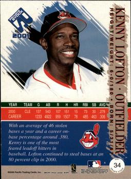2001 Pacific Private Stock - Silver (Retail) #34 Kenny Lofton  Back