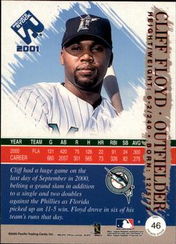 2001 Pacific Private Stock - Silver (Retail) #46 Cliff Floyd  Back