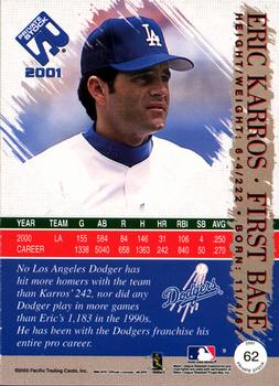 2001 Pacific Private Stock - Silver Portraits #62 Eric Karros  Back