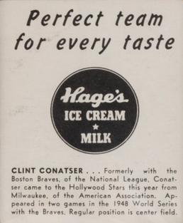 1950 Hage's Dairy #NNO Clint Conatser Back