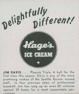 1950 Hage's Dairy #NNO Jim Davis Back