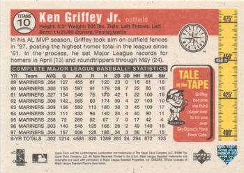 1998 Upper Deck - Tape Measure Titans #10 Ken Griffey Jr. Back