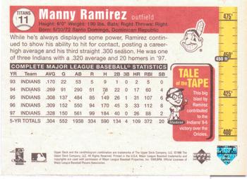 1998 Upper Deck - Tape Measure Titans #11 Manny Ramirez Back