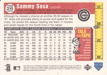 1998 Upper Deck - Tape Measure Titans #26 Sammy Sosa Back
