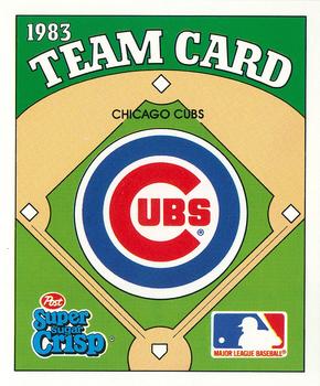 1983 Post Super Sugar Crisp Team Card #NNO Chicago Cubs Front