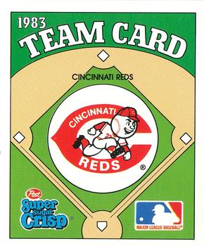 1983 Post Super Sugar Crisp Team Card #NNO Cincinnati Reds Front