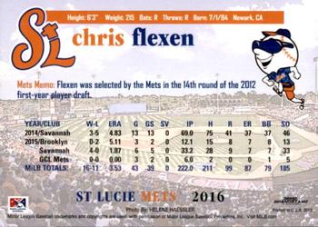 2016 Grandstand St. Lucie Mets #NNO Chris Flexen Back