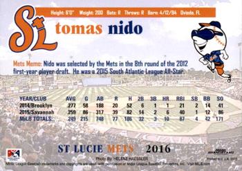 2016 Grandstand St. Lucie Mets #NNO Tomas Nido Back