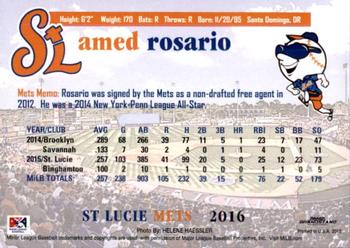 2016 Grandstand St. Lucie Mets #NNO Amed Rosario Back