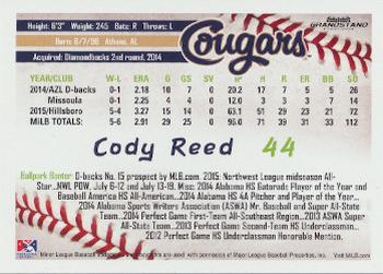 2016 Grandstand Kane County Cougars #NNO Cody Reed Back