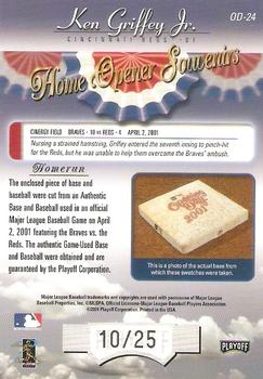 2001 Playoff Absolute Memorabilia - Home Opener Souvenirs Home Run #OD-24 Ken Griffey Jr.  Back