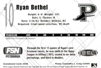 2005 Grandstand Princeton Devil Rays #NNO Ryan Bethel Back