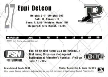 2005 Grandstand Princeton Devil Rays #NNO Eppi DeLeon Back