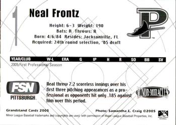 2005 Grandstand Princeton Devil Rays #NNO Neal Frontz Back