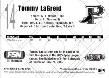 2005 Grandstand Princeton Devil Rays #NNO Tommy LaGreid Back