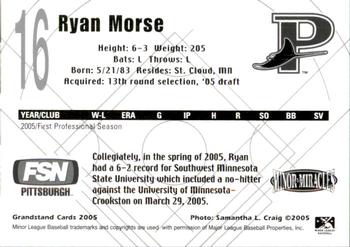 2005 Grandstand Princeton Devil Rays #NNO Ryan Morse Back
