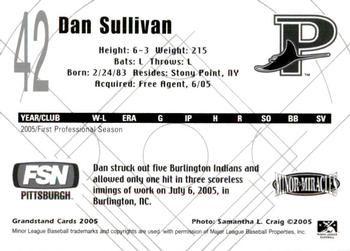2005 Grandstand Princeton Devil Rays #NNO Dan Sullivan Back