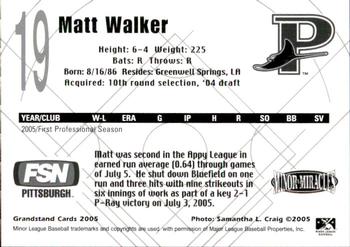 2005 Grandstand Princeton Devil Rays #NNO Matt Walker Back