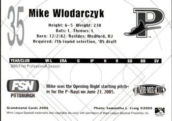 2005 Grandstand Princeton Devil Rays #NNO Mike Wlodarczyk Back
