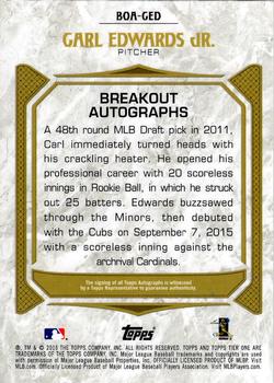 2016 Topps Tier One - Breakout Autographs #BOA-CED Carl Edwards Jr. Back