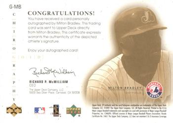 2001 SP Authentic - Chirography Gold #G-MB Milton Bradley Back