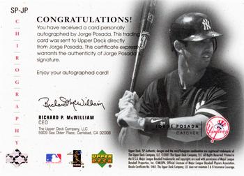 2001 SP Authentic - Chirography Update #SP-JP Jorge Posada  Back