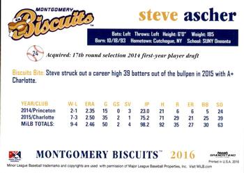 2016 Grandstand Montgomery Biscuits #NNO Steve Ascher Back