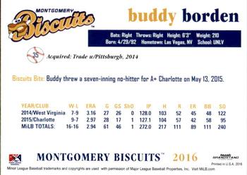 2016 Grandstand Montgomery Biscuits #NNO Buddy Borden Back