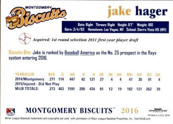 2016 Grandstand Montgomery Biscuits #NNO Jake Hager Back