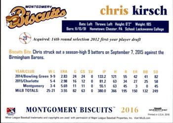 2016 Grandstand Montgomery Biscuits #NNO Chris Kirsch Back