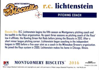 2016 Grandstand Montgomery Biscuits #NNO R.C. Lichtenstein Back