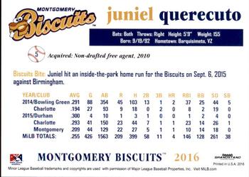 2016 Grandstand Montgomery Biscuits #NNO Juniel Querecuto Back