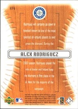 2001 SP Game Bat - Big League Hit Parade #HP4 Alex Rodriguez  Back