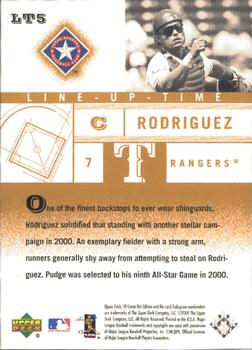 2001 SP Game Bat - Line Up Time #LT5 Ivan Rodriguez  Back