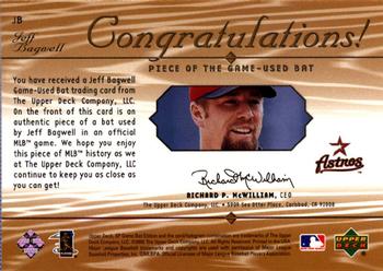 2001 SP Game Bat - Piece of the Game #JB Jeff Bagwell Back