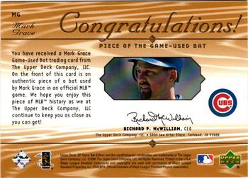 2001 SP Game Bat - Piece of the Game #MG Mark Grace  Back