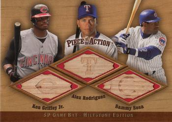 2001 SP Game Bat Milestone - Piece of Action Trios #GRS Ken Griffey Jr. / Alex Rodriguez / Sammy Sosa  Front